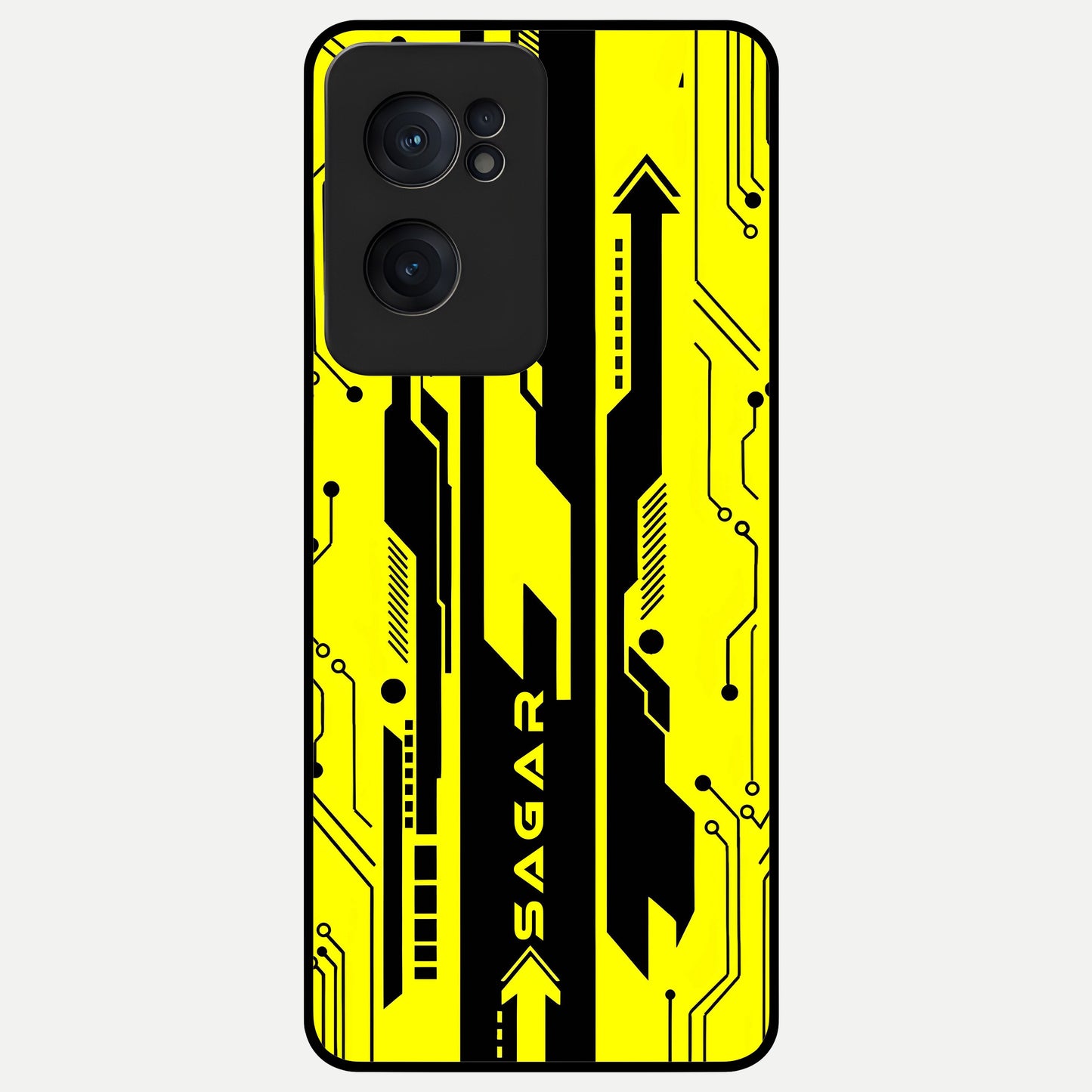  Electric Pulse CYBERPUNK Custom Name Glass Case For Oneplus Nord CE2 back cover – full design glossy printed glass finish