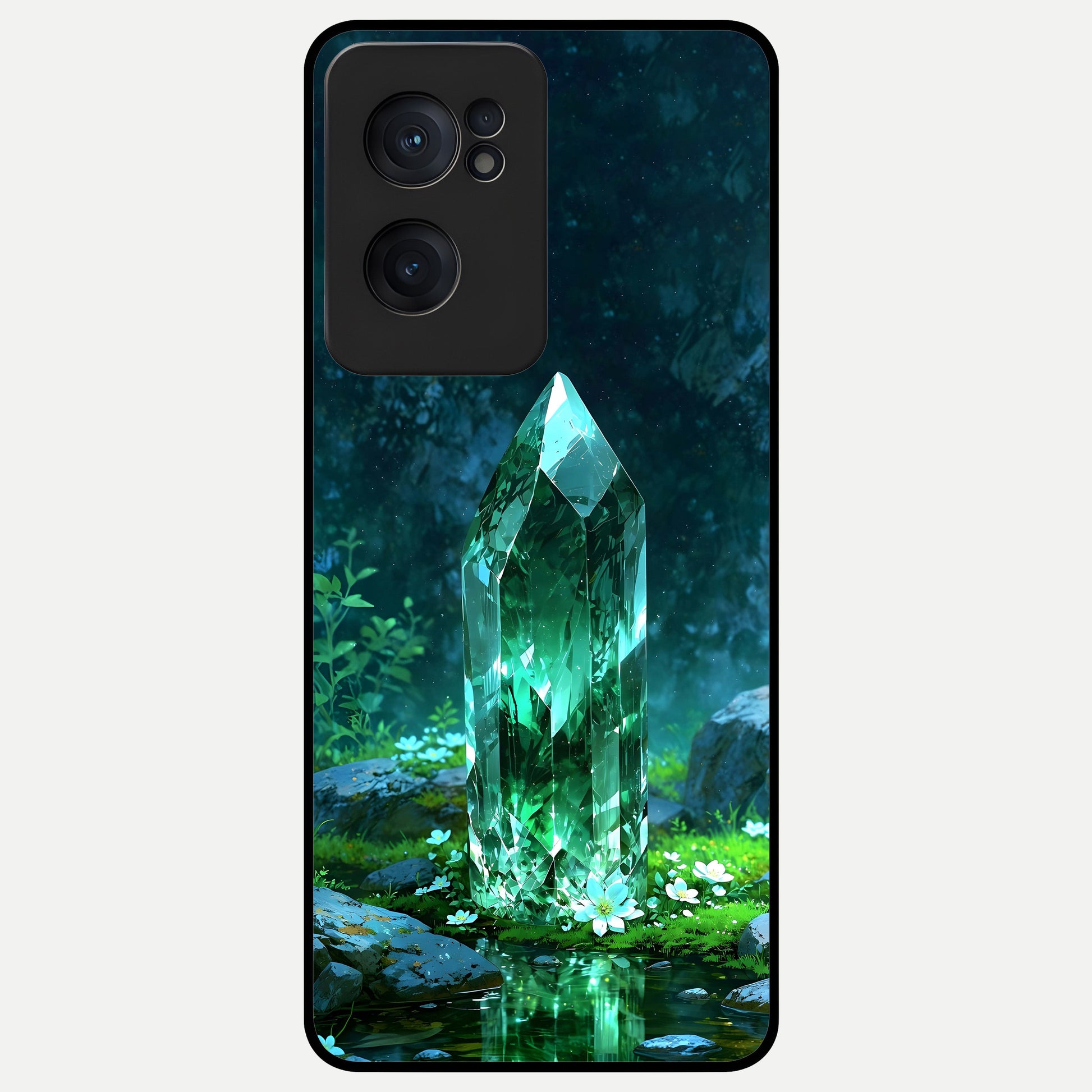  Emerald Light Crystal Glass Case For Oneplus Nord CE2 back cover – full design glossy printed glass finish