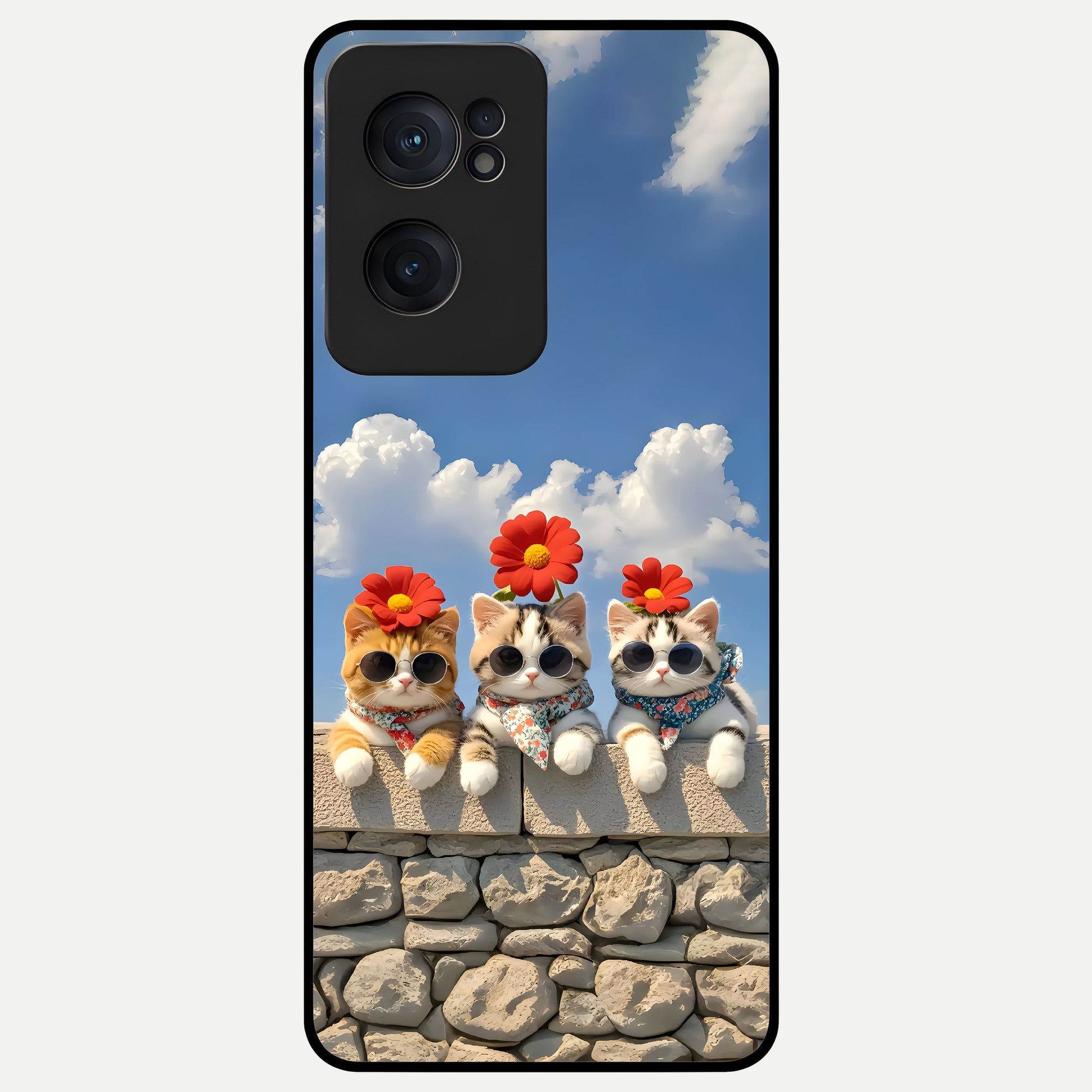  Floral Kitty Squad Glass Case For Oneplus Nord CE2 back cover – full design glossy printed glass finish