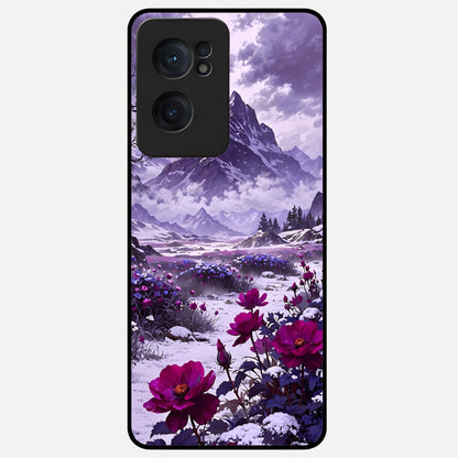  Flower Mountain View Glass Case For Oneplus Nord CE2 back cover – full design glossy printed glass finish