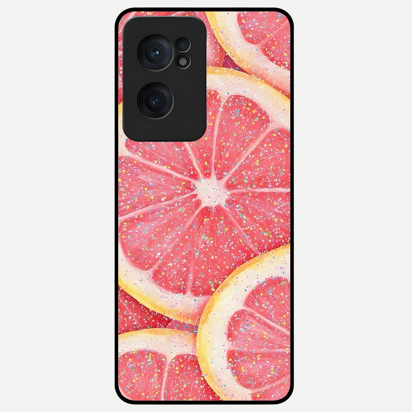  Glitter Grapefruit Glass Case For Oneplus Nord CE2 back cover – full design glossy printed glass finish