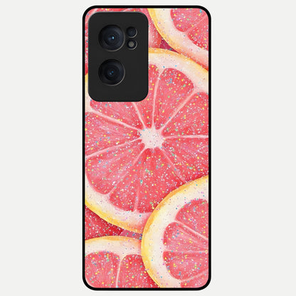  Glitter Grapefruit Glass Case For Oneplus Nord CE2 back cover – full design glossy printed glass finish