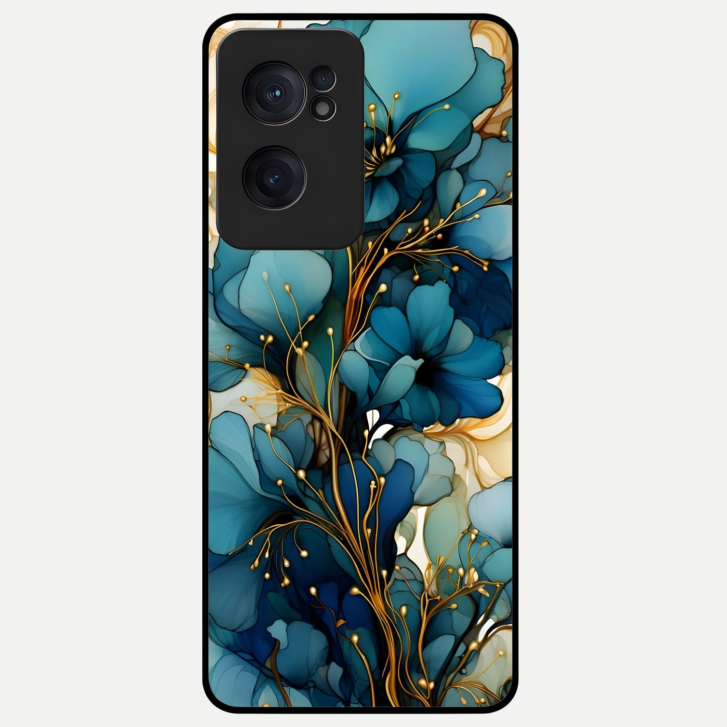  Golden Bloom Symphony Glass Case For Oneplus Nord CE2 back cover – full design glossy printed glass finish