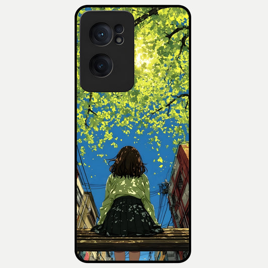  Golden Leaves Glow Glass Case For Oneplus Nord CE2 back cover – full design glossy printed glass finish
