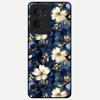  Golden Midnight Bloom Glass Case For Oneplus Nord CE2 back cover – full design glossy printed glass finish