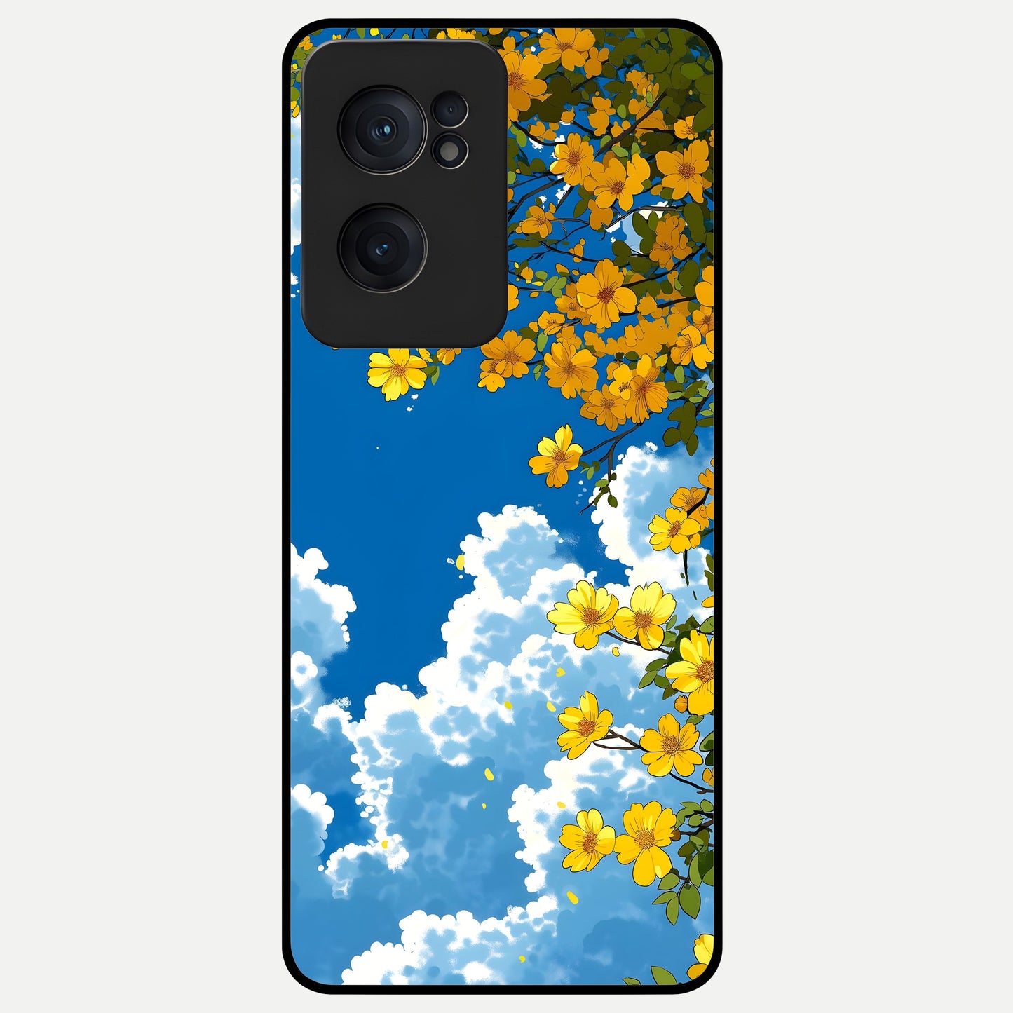  Golden Petal Sky Glass Case For Oneplus Nord CE2 back cover – full design glossy printed glass finish