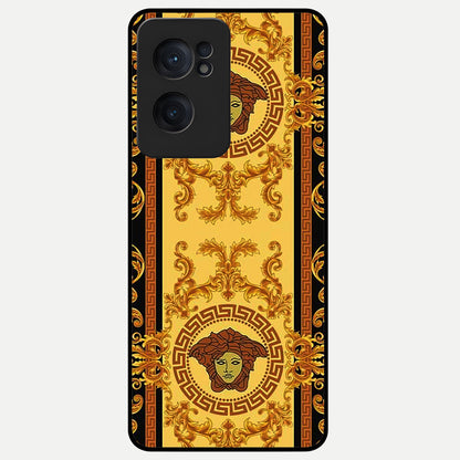  Golden Royal Heritage Glass Case For Oneplus Nord CE2 back cover – full design glossy printed glass finish