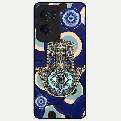  Hamsa Divine Guard Glass Case For Oneplus Nord CE2 back cover – full design glossy printed glass finish