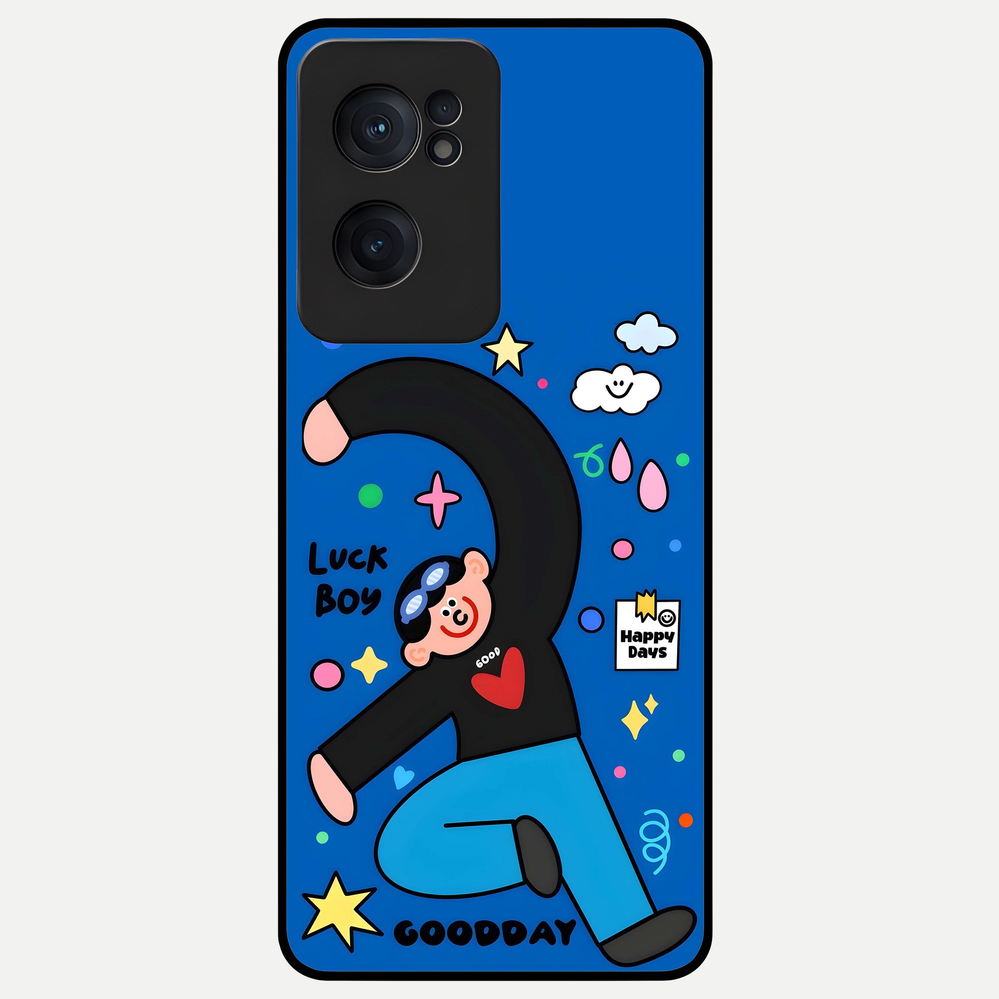  Happy Luck Vibe Glass Case For Oneplus Nord CE2 back cover – full design glossy printed glass finish
