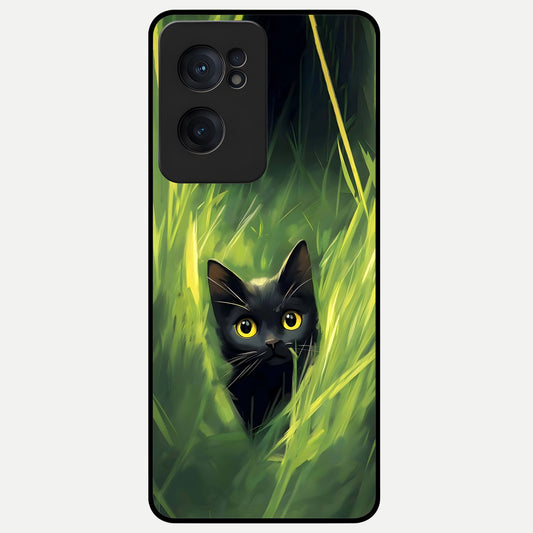  Hidden Cat Whisper Glass Case For Oneplus Nord CE2 back cover – full design glossy printed glass finish