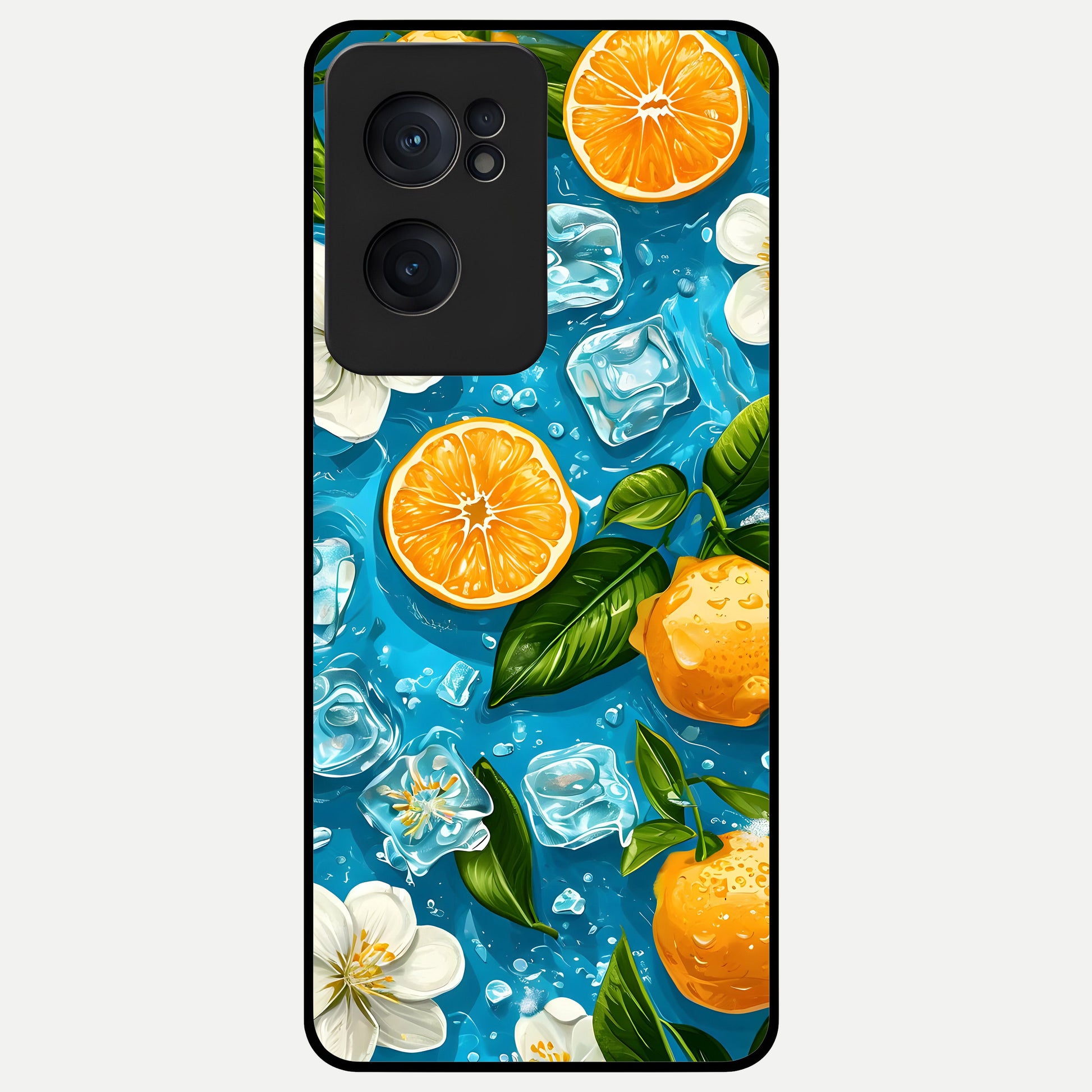  Ice Cube With Orange Glass Case For Oneplus Nord CE2 back cover – full design glossy printed glass finish