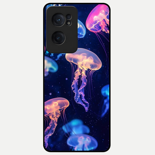  Jellyfish Pattern Glass Case For Oneplus Nord CE2 back cover – full design glossy printed glass finish