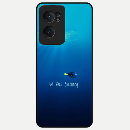  Just Keep Swimming Glass Case For Oneplus Nord CE2 back cover – full design glossy printed glass finish