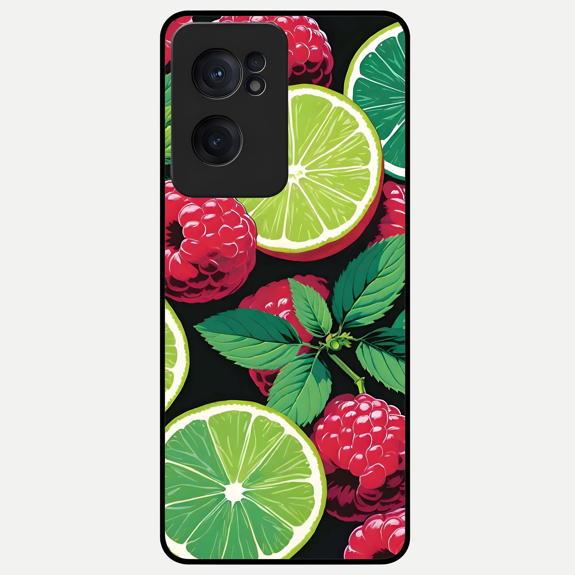  Lime and Raspberry Pattern Glass Case For Oneplus Nord CE2 back cover – full design glossy printed glass finish