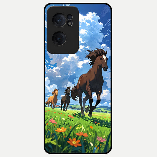  Majestic Horses Galloping Glass Case For Oneplus Nord CE2 back cover – full design glossy printed glass finish