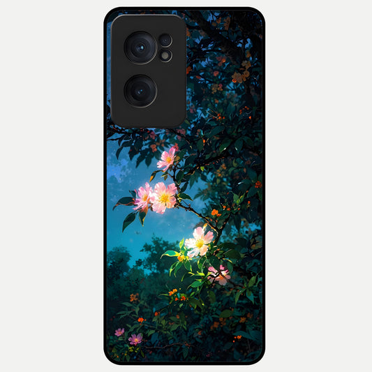  Midnight Bloom Glow Glass Case For Oneplus Nord CE2 back cover – full design glossy printed glass finish