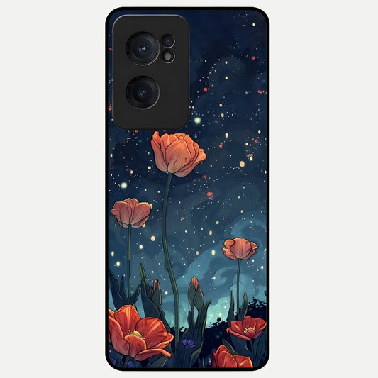  Midnight Tulip Glow Glass Case For Oneplus Nord CE2 back cover – full design glossy printed glass finish