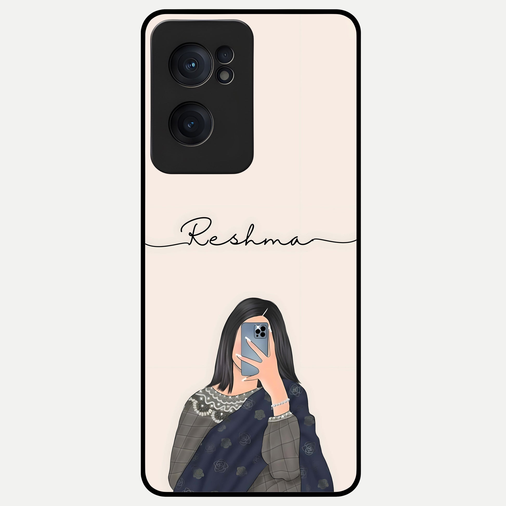  Mirror Mood Muse With Custom Name Glass Case For Oneplus Nord CE2 back cover – full design glossy printed glass finish