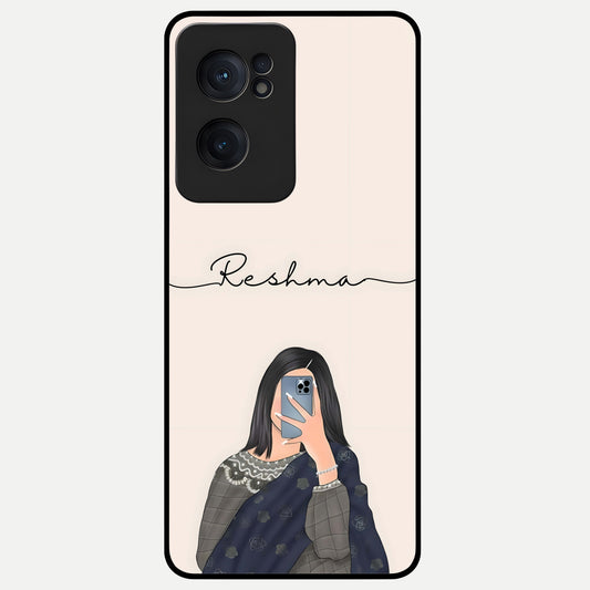  Mirror Mood Muse With Custom Name Glass Case For Oneplus Nord CE2 back cover – full design glossy printed glass finish