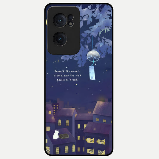  Moonlit Cat Silence Glass Case For Oneplus Nord CE2 back cover – full design glossy printed glass finish