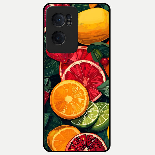  Multiple Fruits Glass Case For Oneplus Nord CE2 back cover – full design glossy printed glass finish