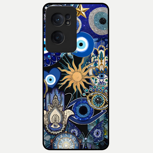  Mystic Blue Evil Eye Glass Case For Oneplus Nord CE2 back cover – full design glossy printed glass finish