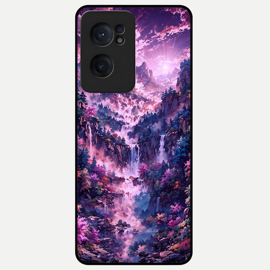  Mystic Cascade Peaks Glass Case For Oneplus Nord CE2 back cover – full design glossy printed glass finish