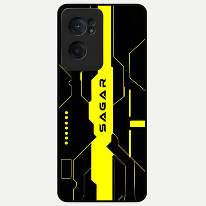  Neon CYBERPUNK Custom Name Glass Case For Oneplus Nord CE2 back cover – full design glossy printed glass finish