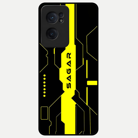  Neon CYBERPUNK Custom Name Glass Case For Oneplus Nord CE2 back cover – full design glossy printed glass finish