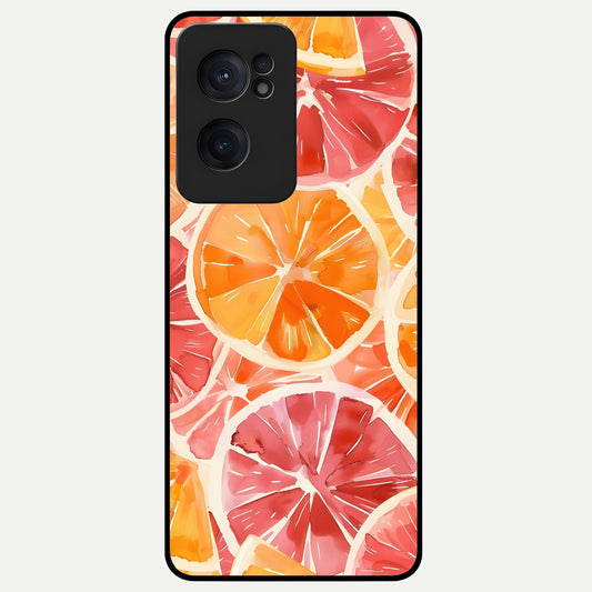  Orange Fruits Pattern Glass Case For Oneplus Nord CE2 back cover – full design glossy printed glass finish