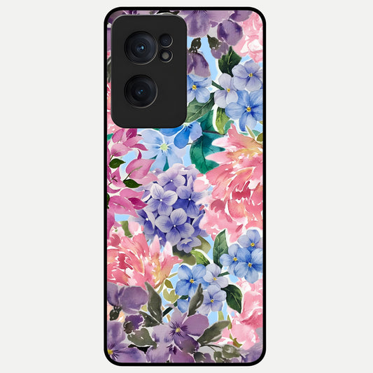  Pastel Floral Mix Glass Case For Oneplus Nord CE2 back cover – full design glossy printed glass finish