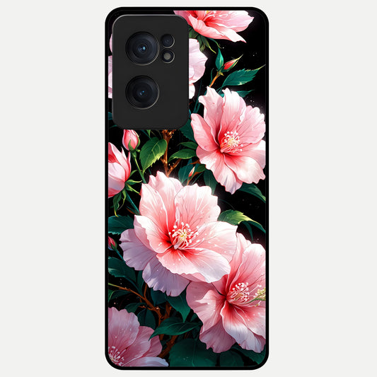  Peach Flower Glass Case For Oneplus Nord CE2 back cover – full design glossy printed glass finish