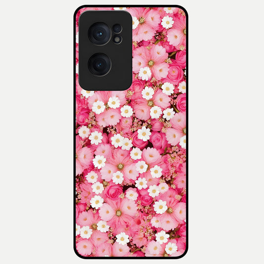  Pink Daisy Bliss Glass Case For Oneplus Nord CE2 back cover – full design glossy printed glass finish