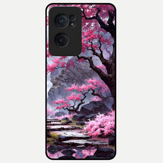  Pink Sunflower Glow Glass Case For Oneplus Nord CE2 back cover – full design glossy printed glass finish