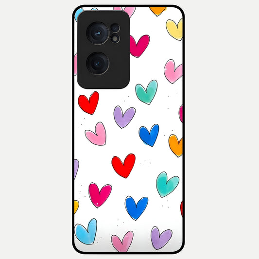  Playful Love Doodles Glass Case For Oneplus Nord CE2 back cover – full design glossy printed glass finish
