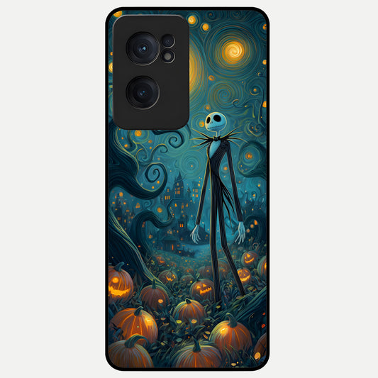  Pumpkin Moon Night Glass Case For Oneplus Nord CE2 back cover – full design glossy printed glass finish