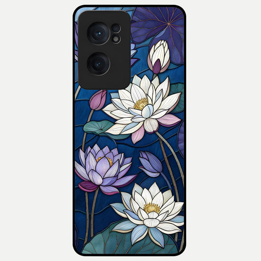  Purple Lotus Stained Glass Case For Oneplus Nord CE2 back cover – full design glossy printed glass finish