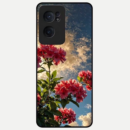  Red Bloom Skies Glass Case For Oneplus Nord CE2 back cover – full design glossy printed glass finish