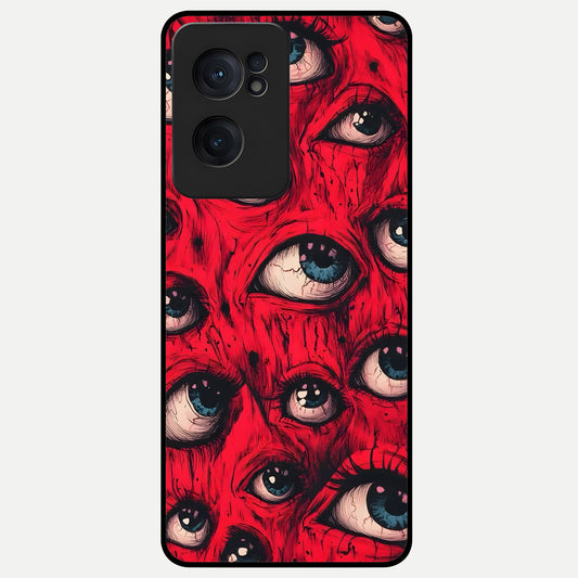  Red Eyes Pattern Glass Case For Oneplus Nord CE2 back cover – full design glossy printed glass finish