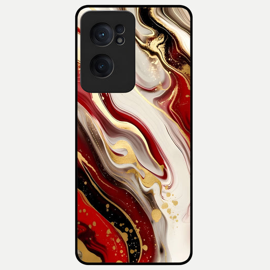  Red And White Marble Glass Case For Oneplus Nord CE2 back cover – full design glossy printed glass finish