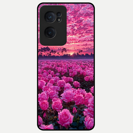  Rose Sunset Valley Glass Case For Oneplus Nord CE2 back cover – full design glossy printed glass finish