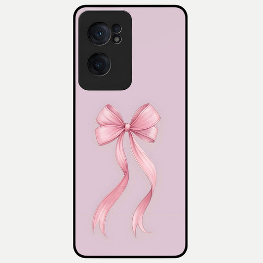  Soft Blush Bow Glass Case For Oneplus Nord CE2 back cover – full design glossy printed glass finish