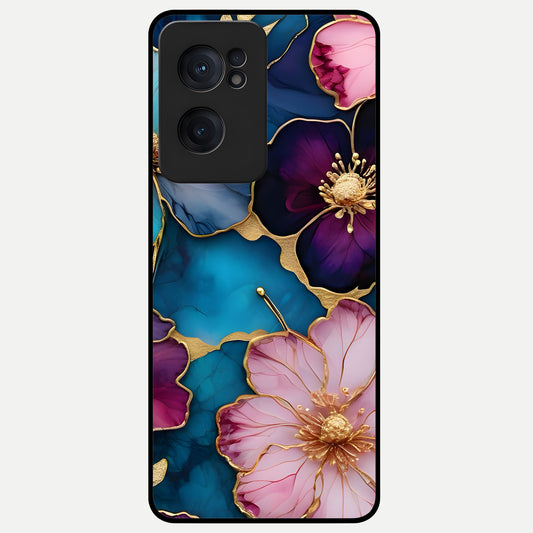  Sparkle Floral Glass Case For Oneplus Nord CE2 back cover – full design glossy printed glass finish