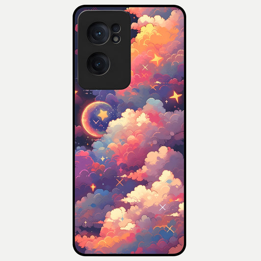  Starlit Dream Clouds Glass Case For Oneplus Nord CE2 back cover – full design glossy printed glass finish