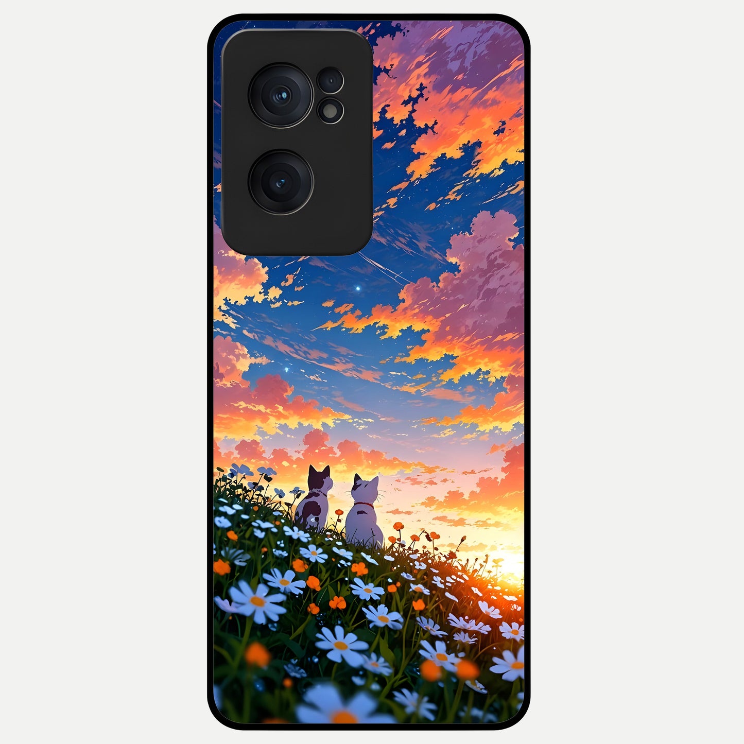  Two Cats Friends Glass Case For Oneplus Nord CE2 back cover – full design glossy printed glass finish