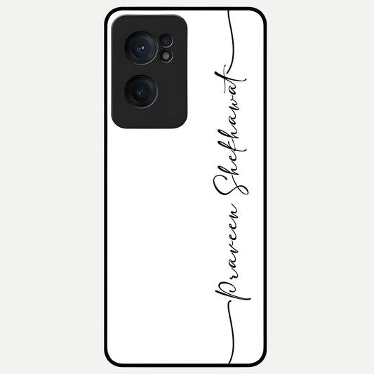  White Tune Custom Name Glass Case For Oneplus Nord CE2 back cover – personalized glossy printed glass finish