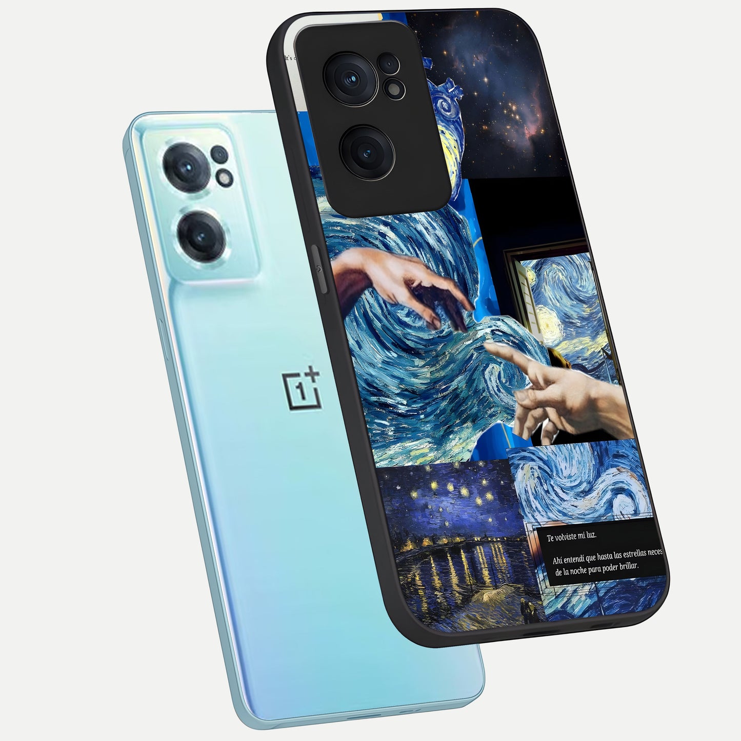  Aesthetic Vando Hands phone case For Oneplus Nord CE2 showing premium glass back cover with detailed artwork