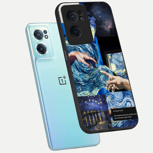 Aesthetic Vando Hands phone case For Oneplus Nord CE2 showing premium glass back cover with detailed artwork