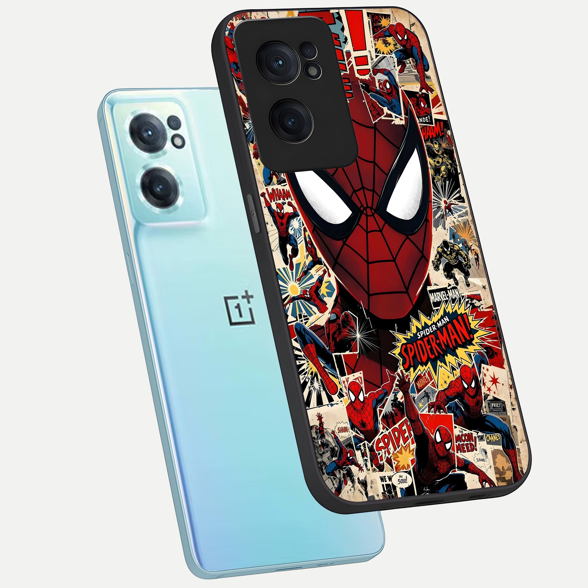  Aesthetic Wonder Spider phone case For Oneplus Nord CE2 showing premium glass back cover with detailed artwork