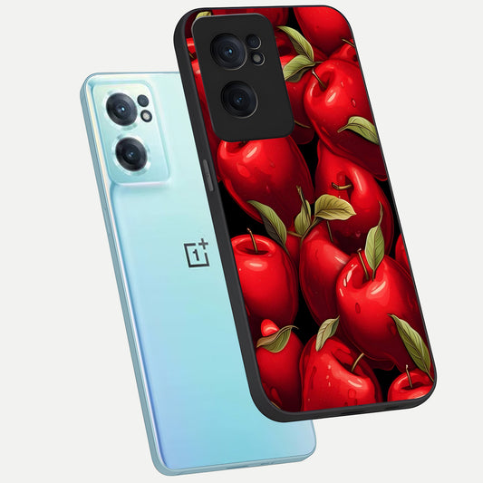  Apple Pattern phone case For Oneplus Nord CE2 showing premium glass back cover with detailed artwork